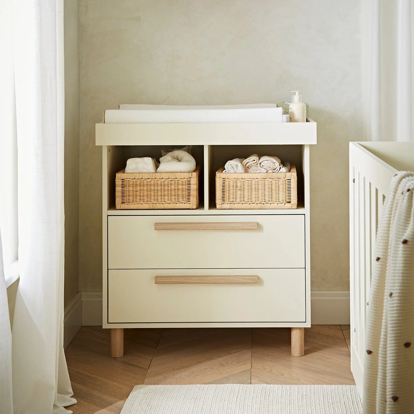 Cuddle Co Harper 3 Piece Nursery Furniture - Cream and Ash