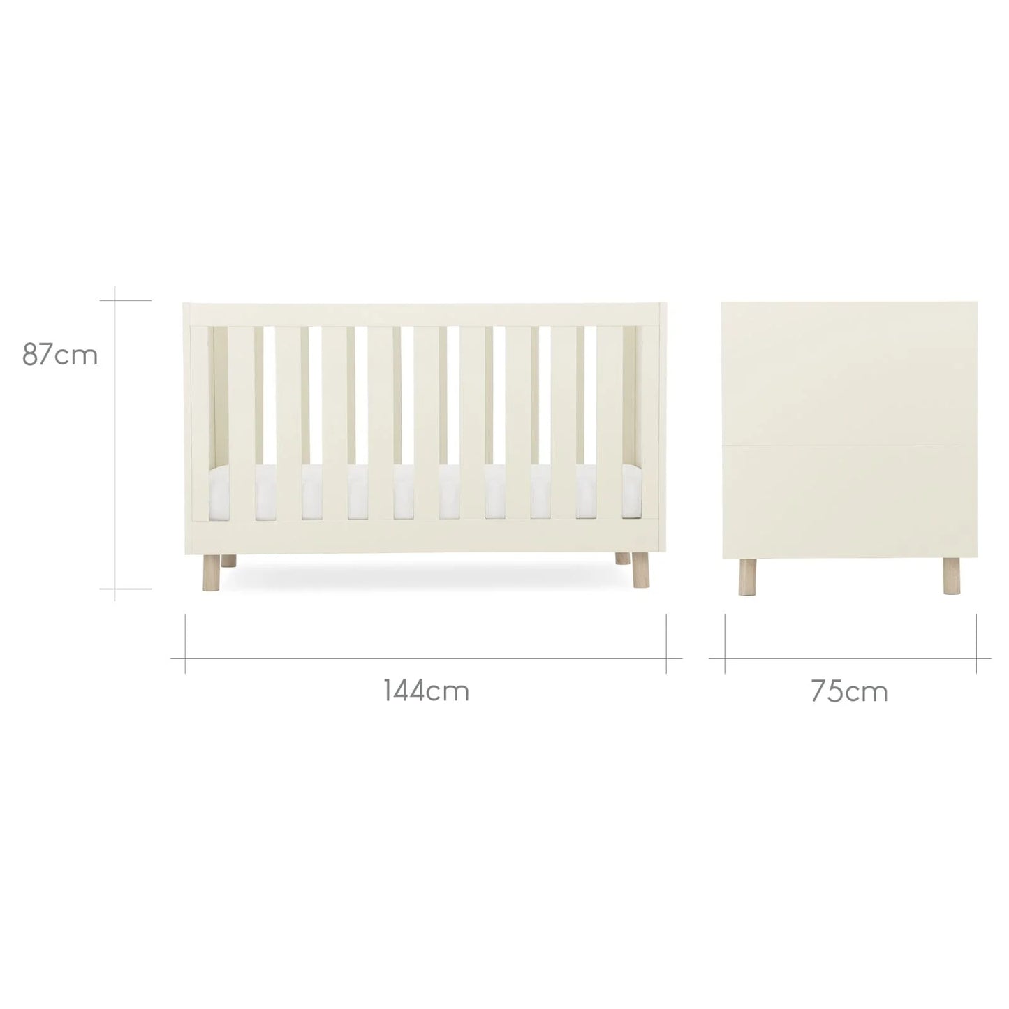 Cuddle Co Harper 3 Piece Nursery Furniture - Cream and Ash