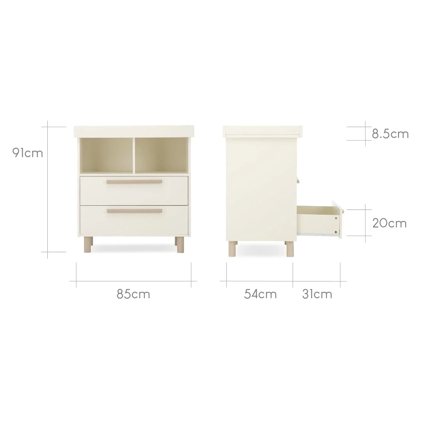 Cuddle Co Harper 3 Piece Nursery Furniture - Cream and Ash