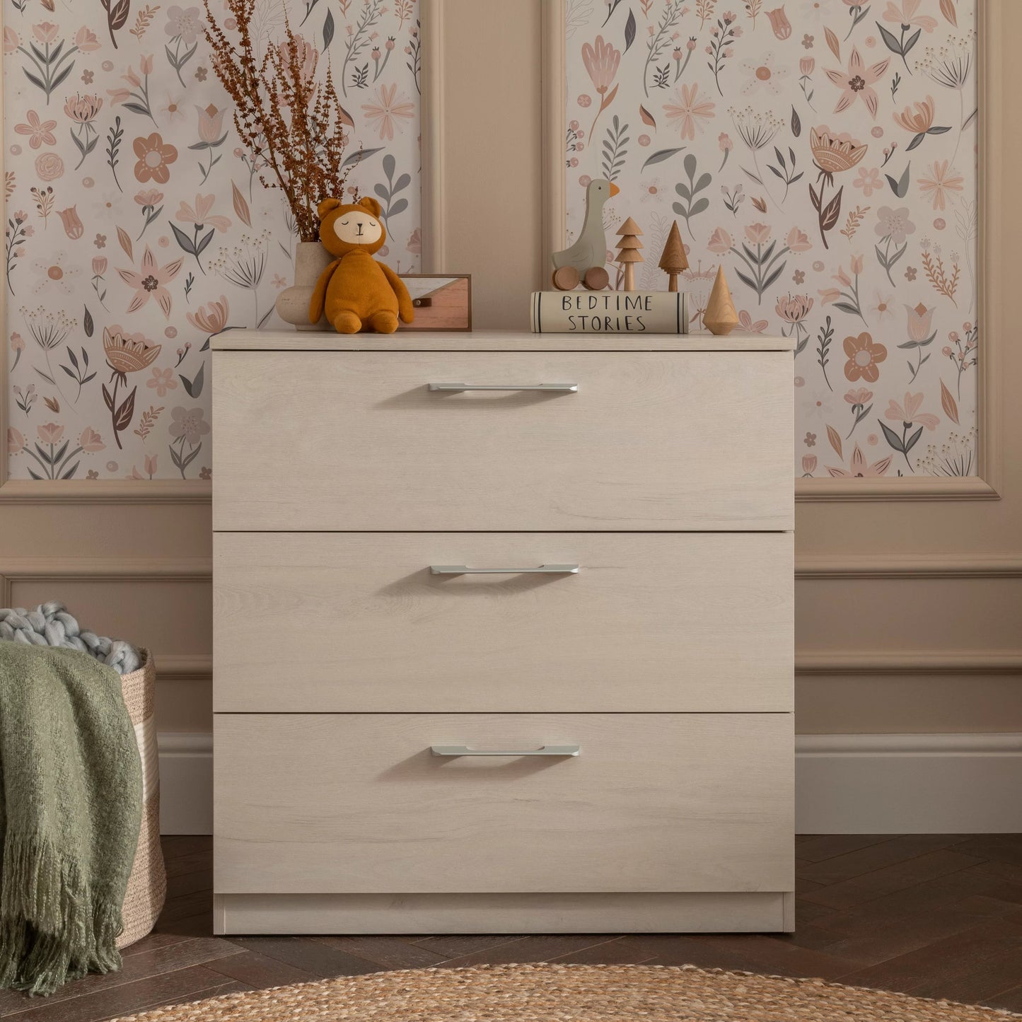 CuddleCo Freya 3 Piece Nursery Furniture Set - Coastal White
