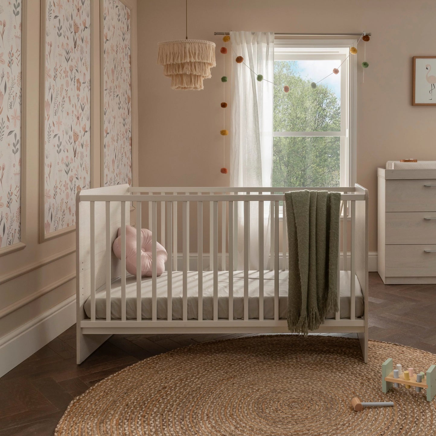 CuddleCo Freya 2 Piece Nursery Furniture Set - Coastal White