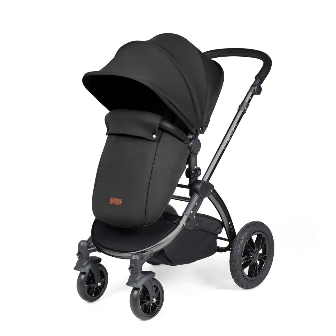 Ickle bubba Stomp Luxe All in One Premium i-Size Travel System with ISOFIX Base *Midnight - Black handle