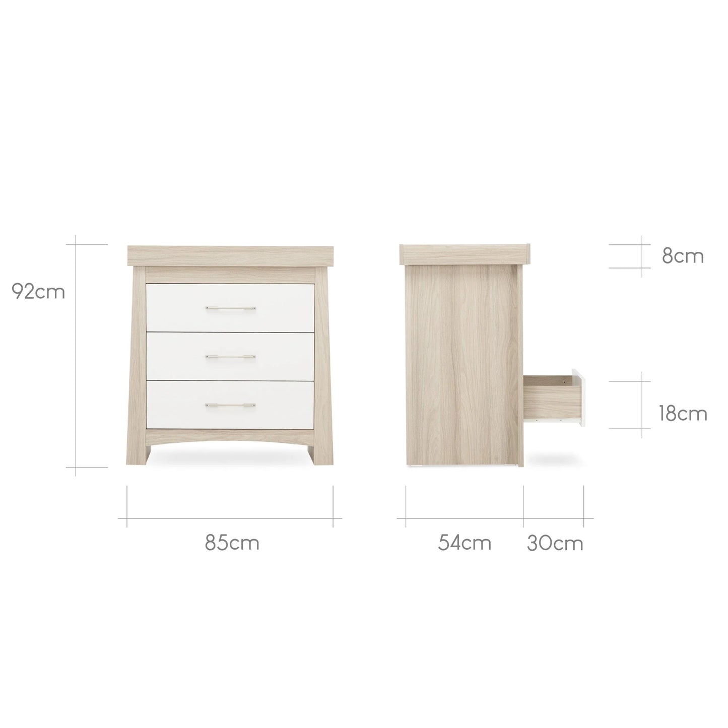 CuddleCo Lana 3 Piece Nursery Furniture Set - Ash & White