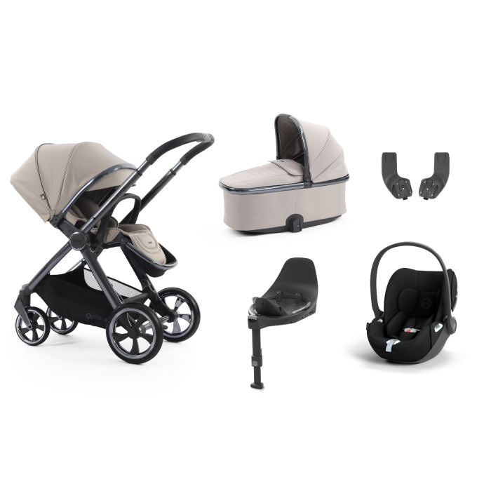 BabyStyle Oyster4 Pushchair Essential 5 Piece Bundle with Cybex Cloud T i-Size Car Seat and Base - Stone