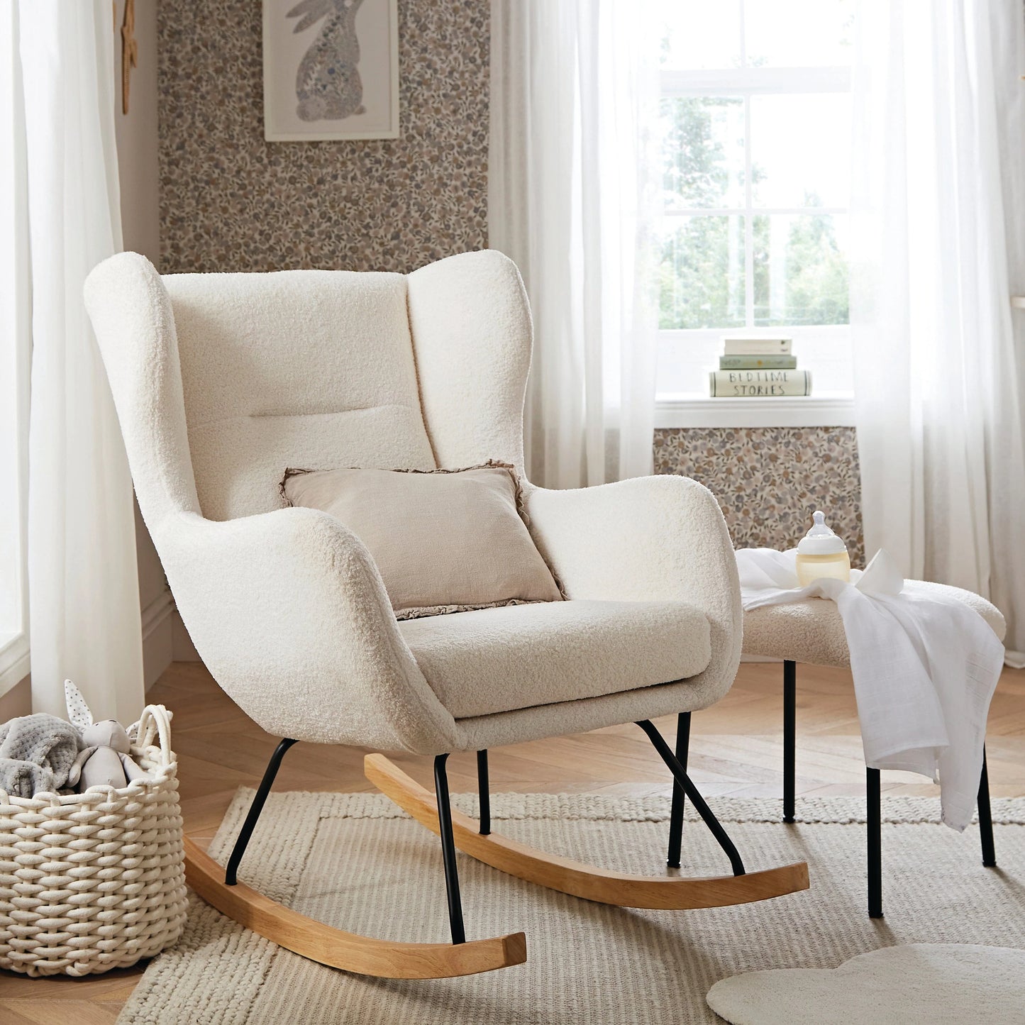 Cuddle Co Marley Nursing Chair and Footstool - Teddy Off White