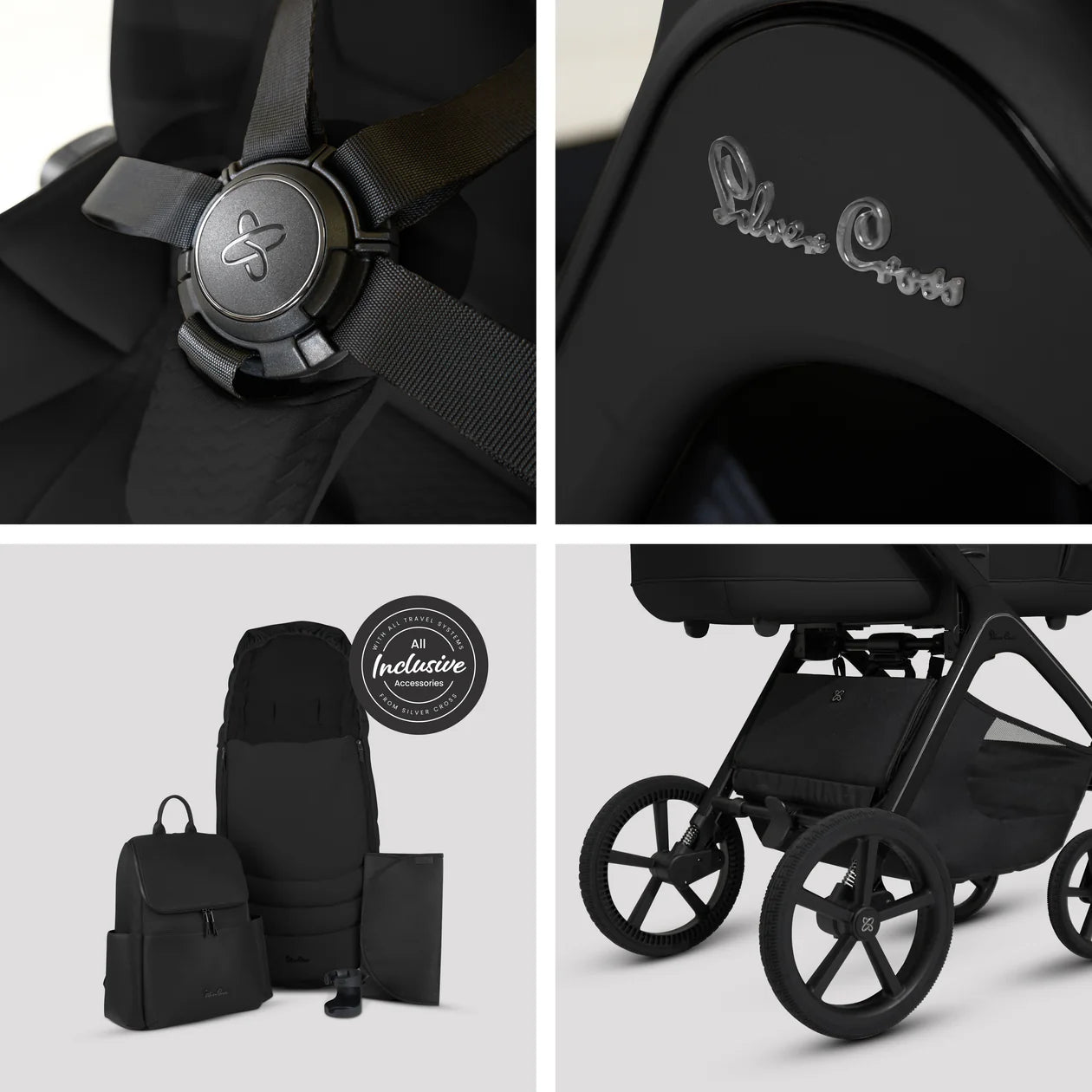 Silver Cross Cove Onyx Travel System Ultimate 360 Infant Carrier Bundle (10 piece)