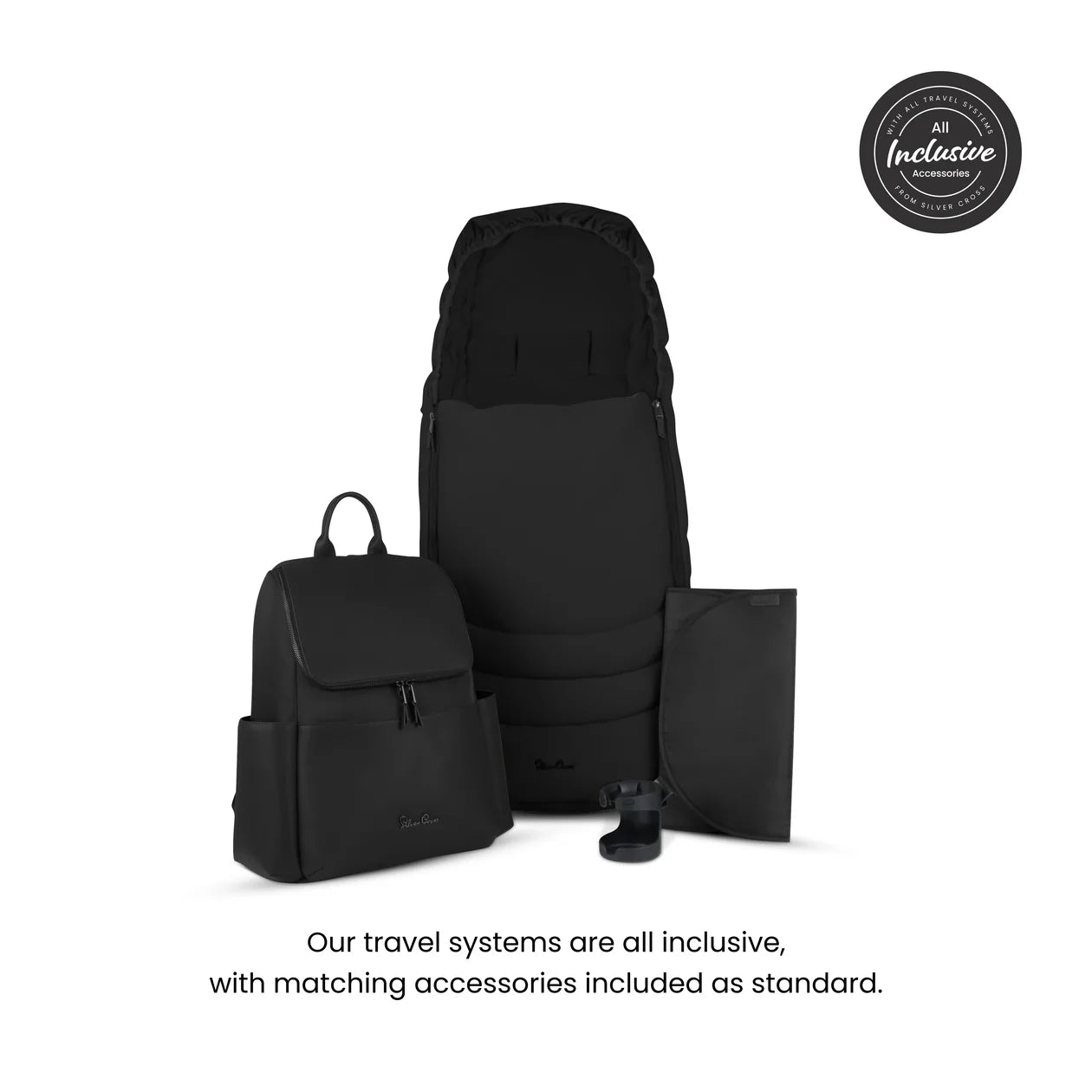 Silver Cross Cove Onyx Travel System Ultimate 360 Infant Carrier Bundle (10 piece)