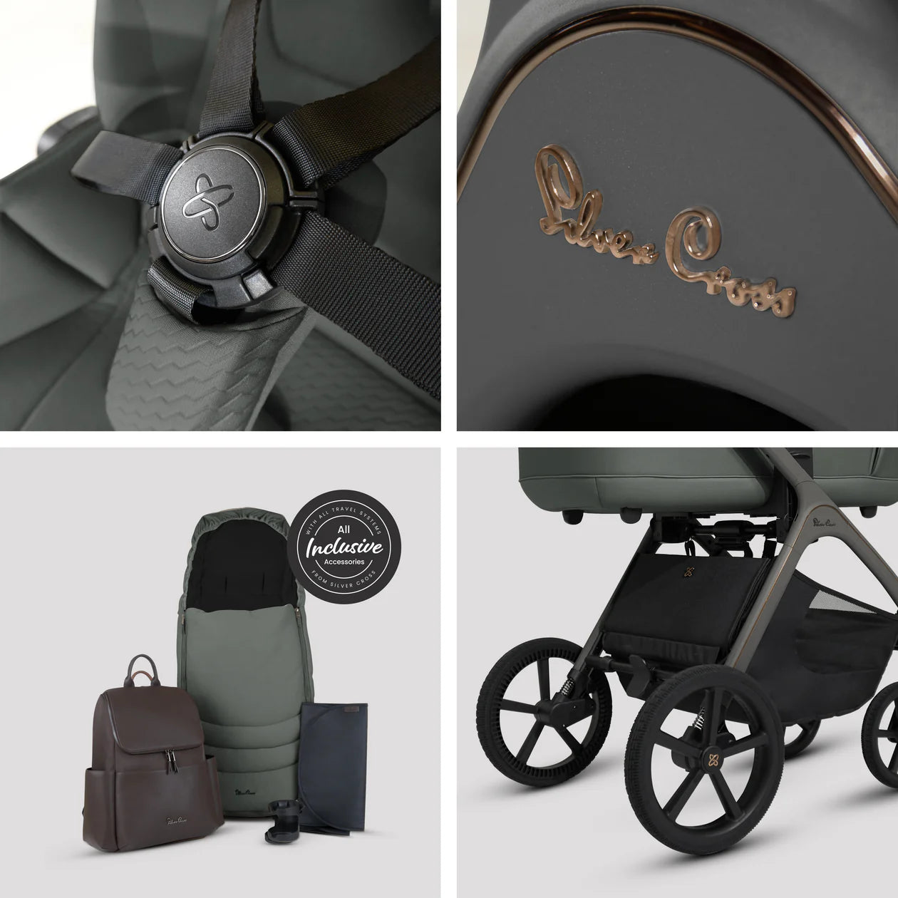 Silver Cross Cove PewterTravel System Ultimate 360 Family Car Seat Bundle (11 piece)