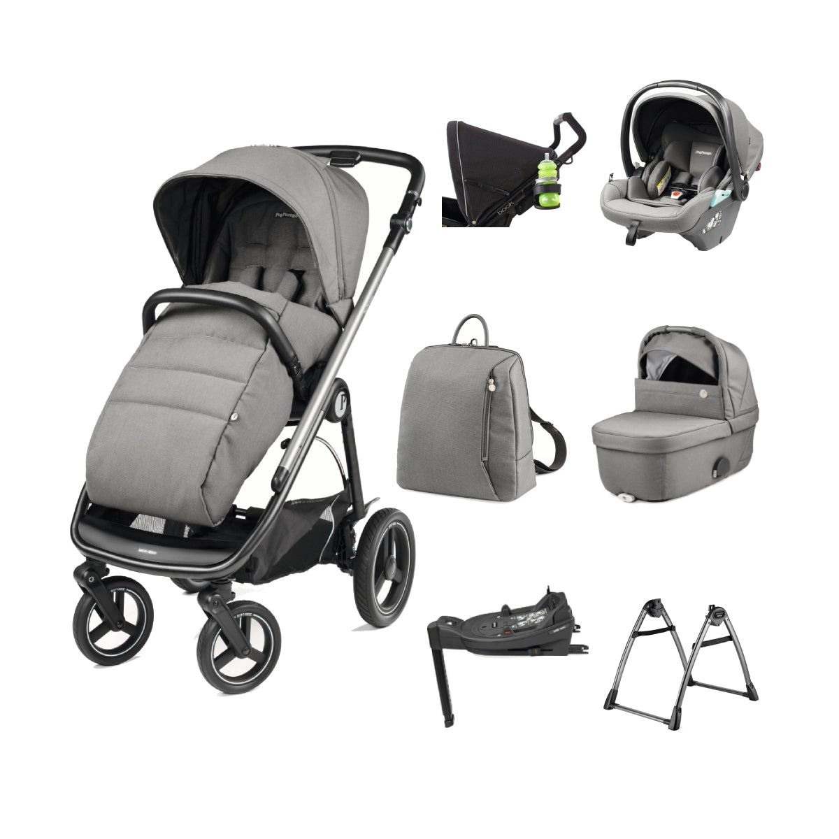 Peg Perego Veloce TC 11 Piece Travel Bundle Mercury Inc Reclining Car Seat
