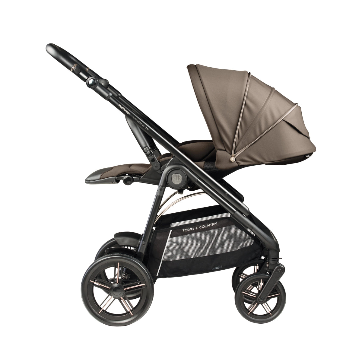 Peg Perego Veloce TC 11 Piece Travel Bundle Pine Bark Inc Reclining Car Seat