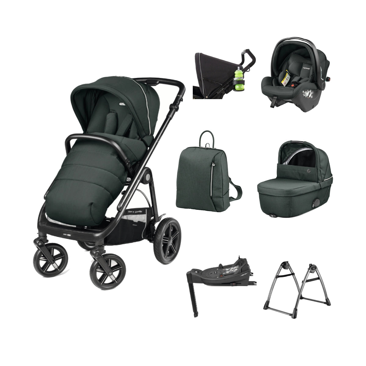 Peg Perego Veloce TC 11 Piece Travel Bundle Metal Inc Reclining Car Seat