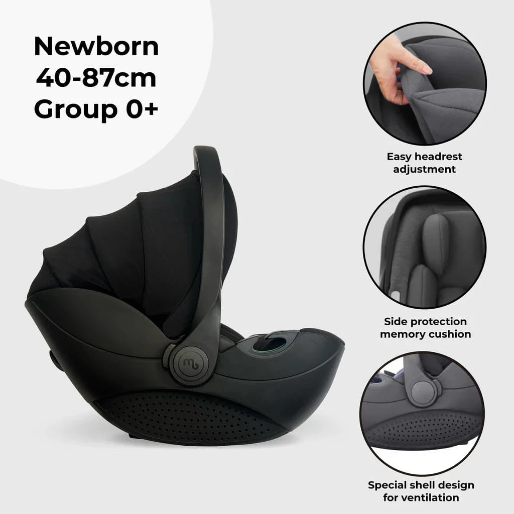 My Babiie Travel System 3 in 1 - MB450 i-Size With Spin 360 Car Seat and Isofix - Black