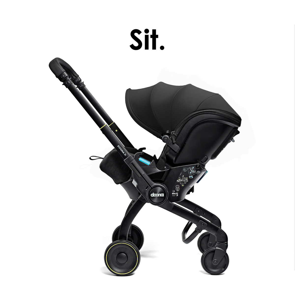 Doona X Recline Car Seat and Stroller Nitro Black FREE essentials Bag