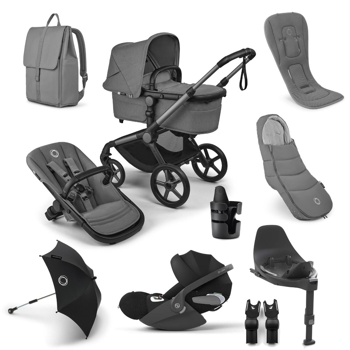 Bugaboo Fox 5 Renew Complete Moon Grey Cybex Cloud T & Base Ultimate Bundle