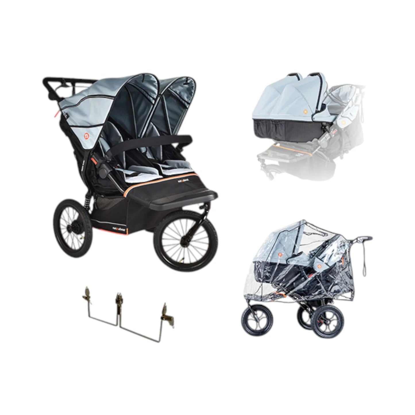 Out n About Nipper Double V6 Plus Twin Bundle Rocksalt Grey