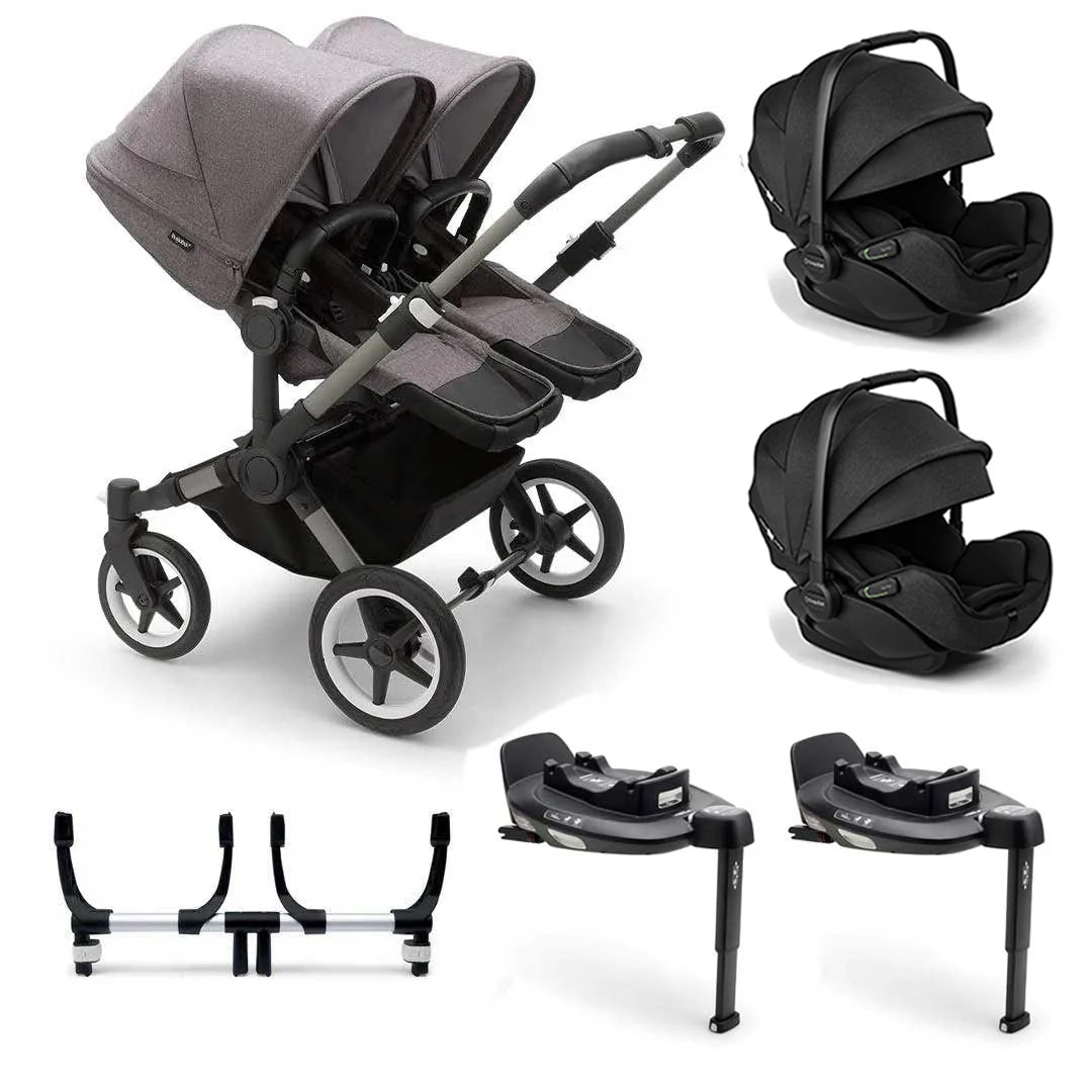 Bugaboo Donkey 5 Twin Complete + Otter Travel System Inc Isofix Grey Melange