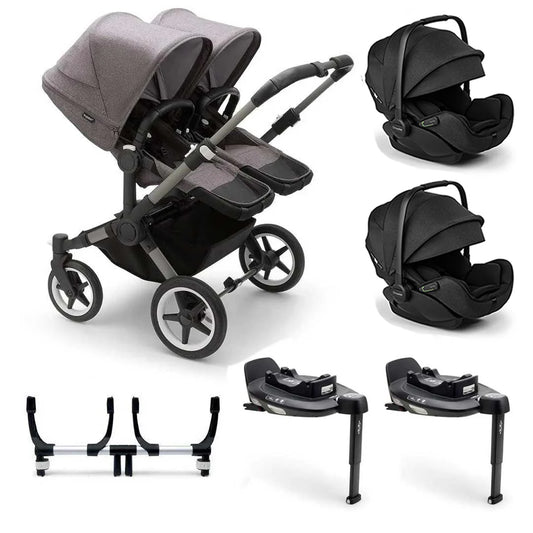 Bugaboo Donkey 5 Twin Complete + Otter Travel System Inc Isofix Grey Melange
