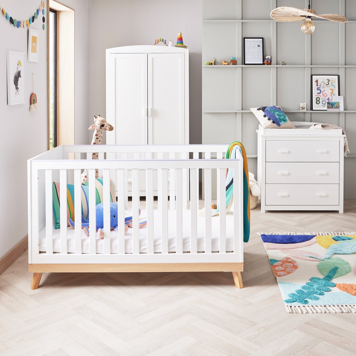 Babymore Mona 3 Piece Nursery Room Set – white