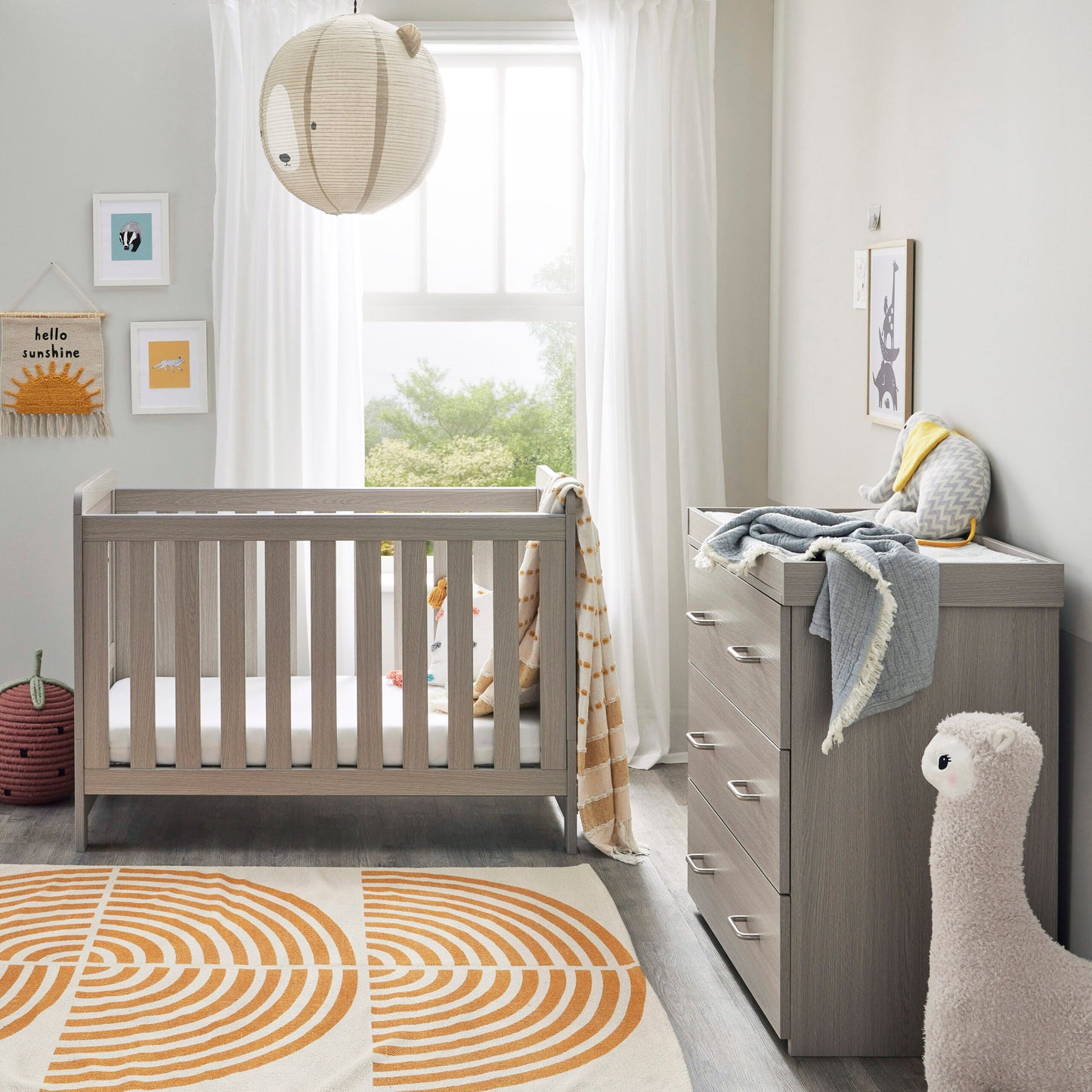 Babymore Caro Mini 2 Piece Nursery Room Set – Grey Wash