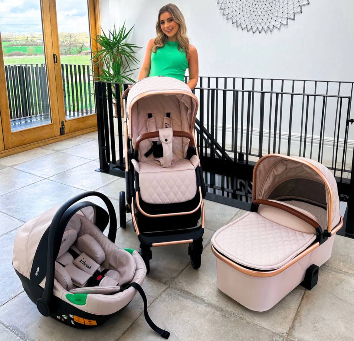 My Babiie MB500i Dani Dyer Rose Gold Stone iSize Travel System