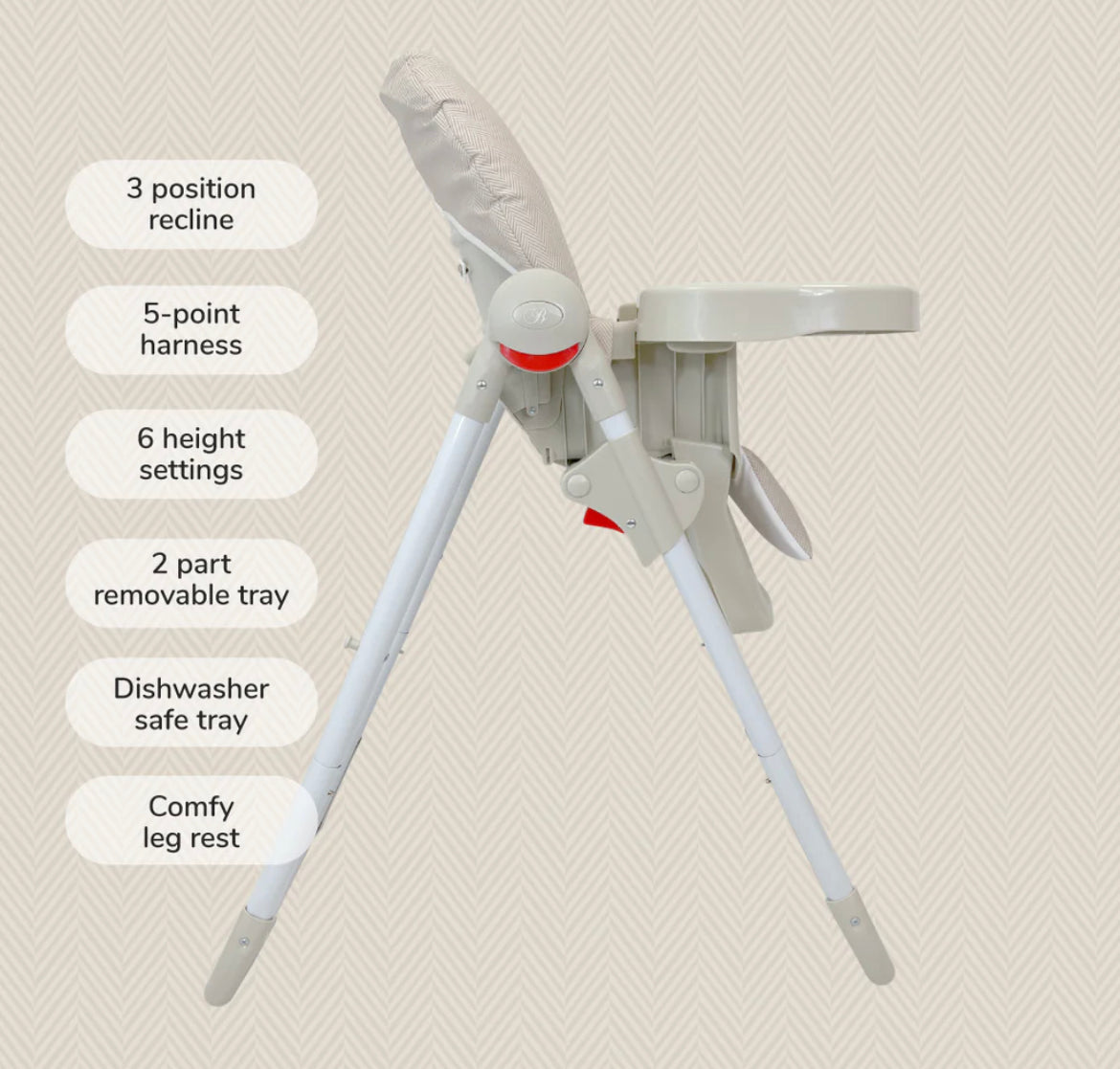My Babiie Premium Highchair - oatmeal herringbone