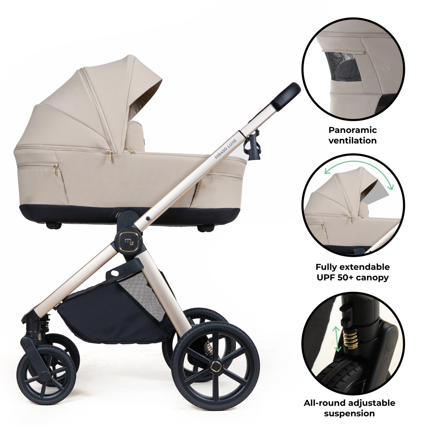 My Babiie MB450 LUXE 3-in-1 Travel System - Feather Pre Order Mid October Delivery