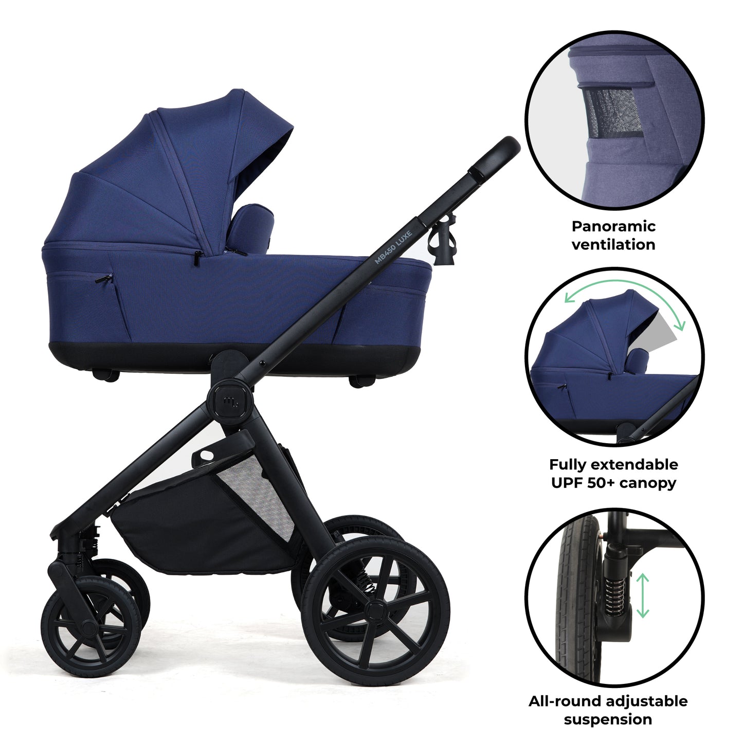 My Babiie MB450 LUXE 3-in-1 Travel System - Indigo Pre Order Mid October Delivery