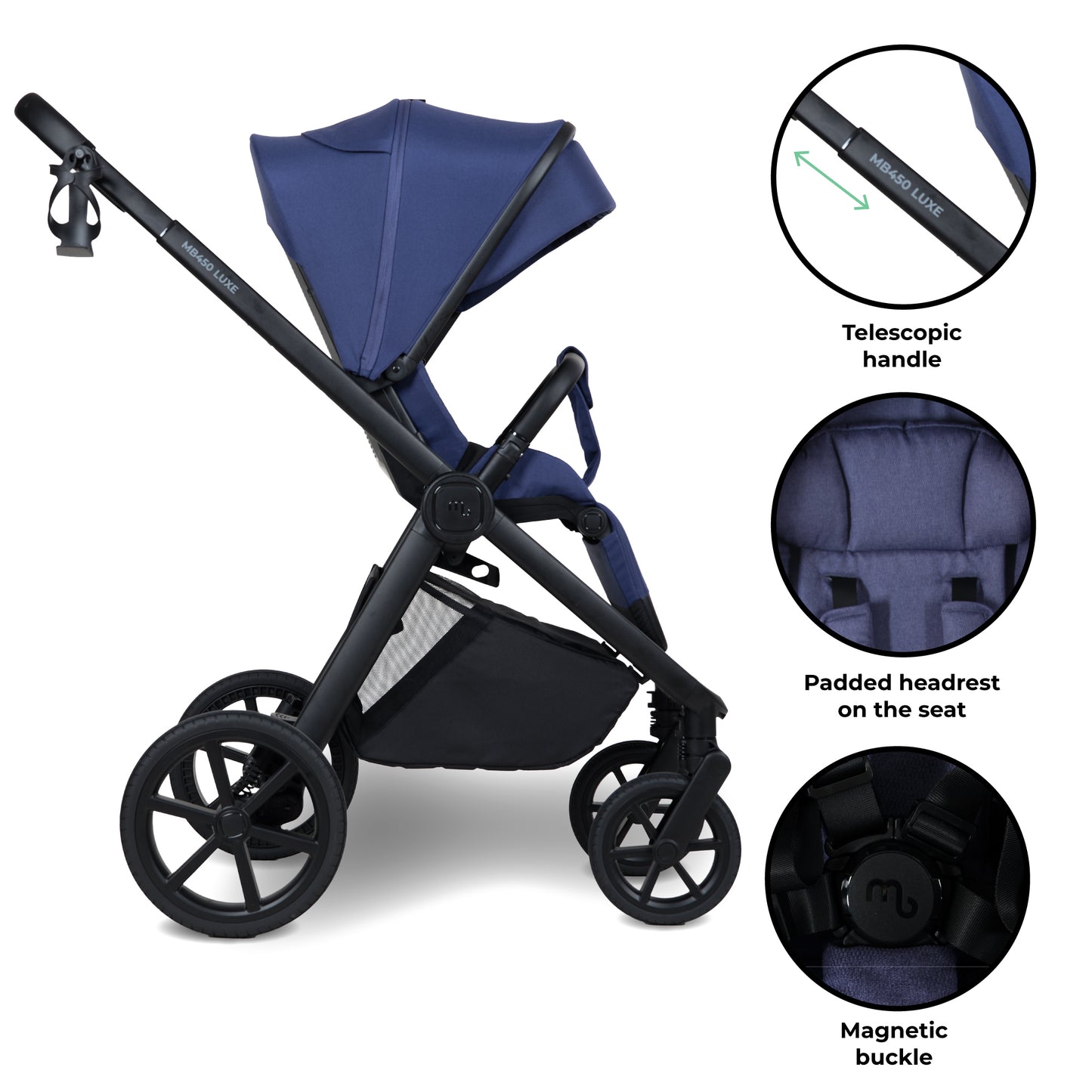 My Babiie MB450 LUXE 3-in-1 Travel System with Base -Indigo Pre Order Mid October Delivery