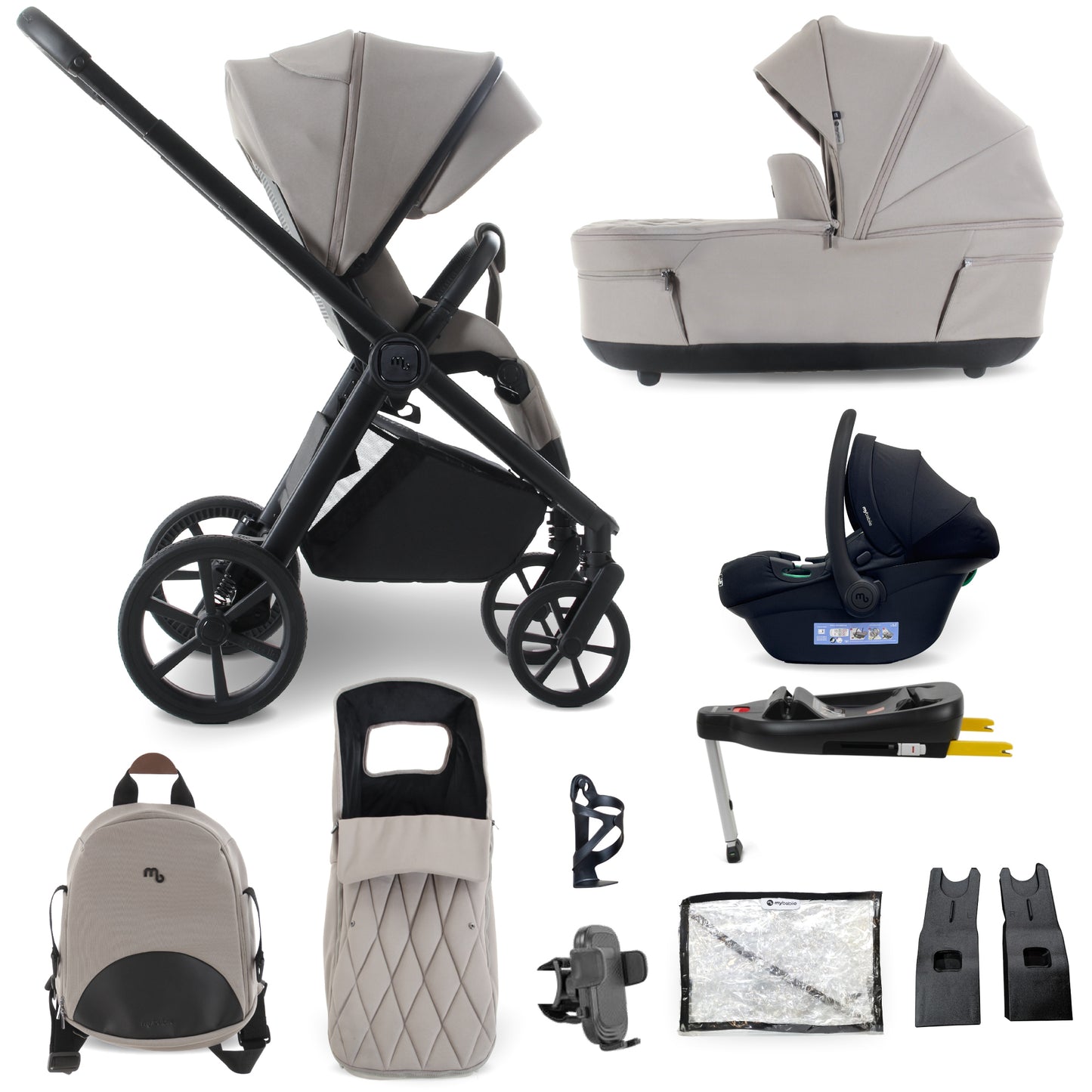 My Babiie MB450 LUXE 3-in-1 Travel System with Base - Mink Pre Order Mid October Delivery