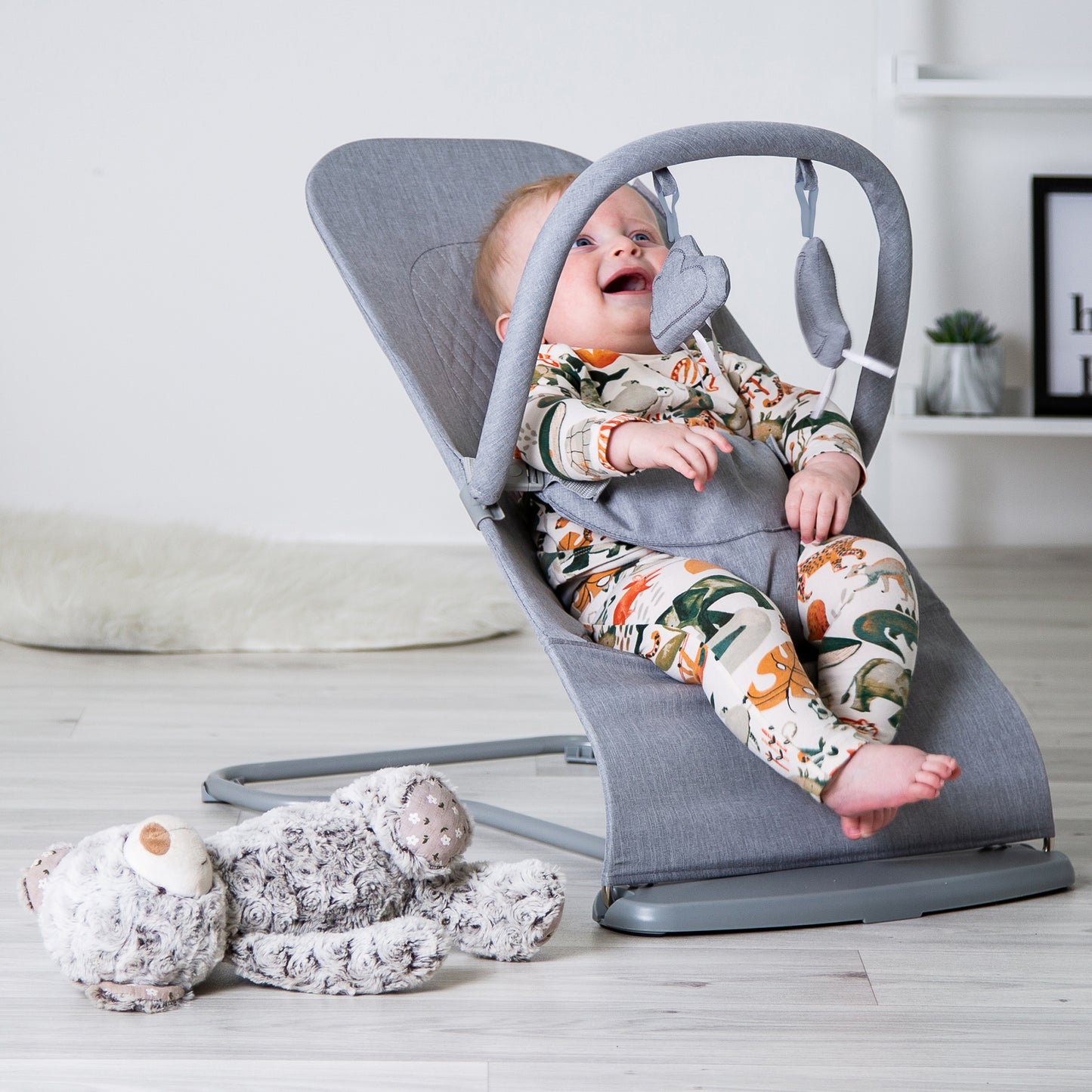 Baya Bouncer - Ergonomic Self-Bouncing Adjustable Baby Bouncer (Dove Grey)