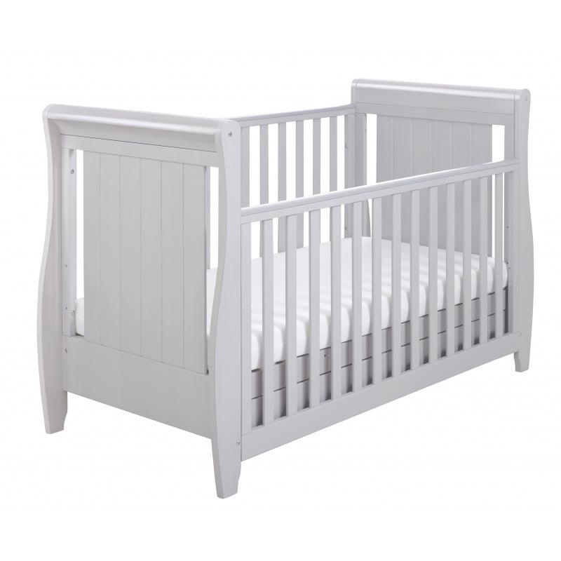 Babymore Stella Sleigh Drop Side Convertible Cot Bed & foam mattress- Grey