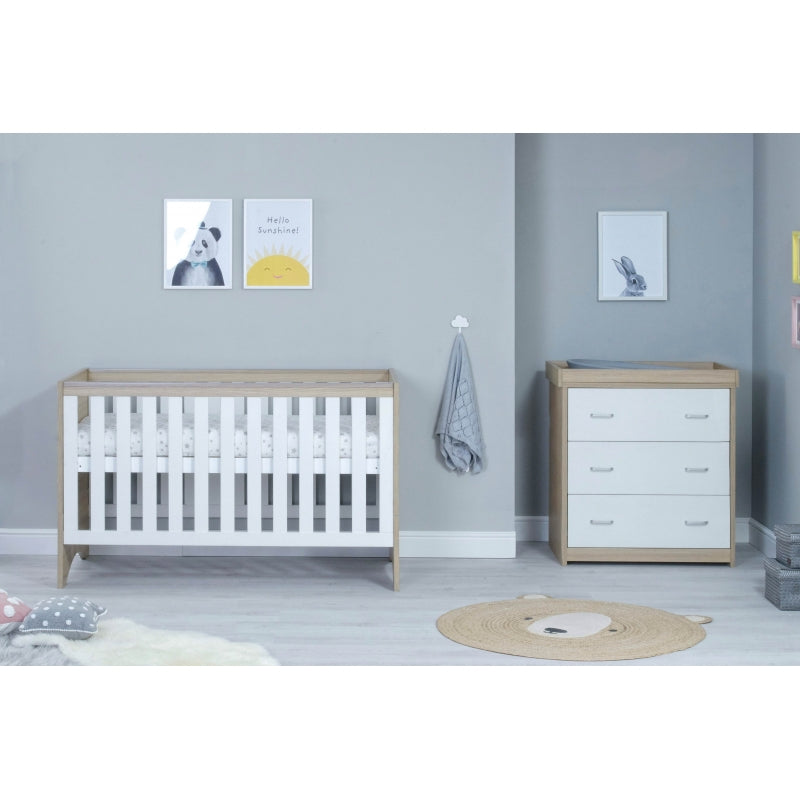 Babymore Veni 2 Piece Furniture Room Set-Oak & White