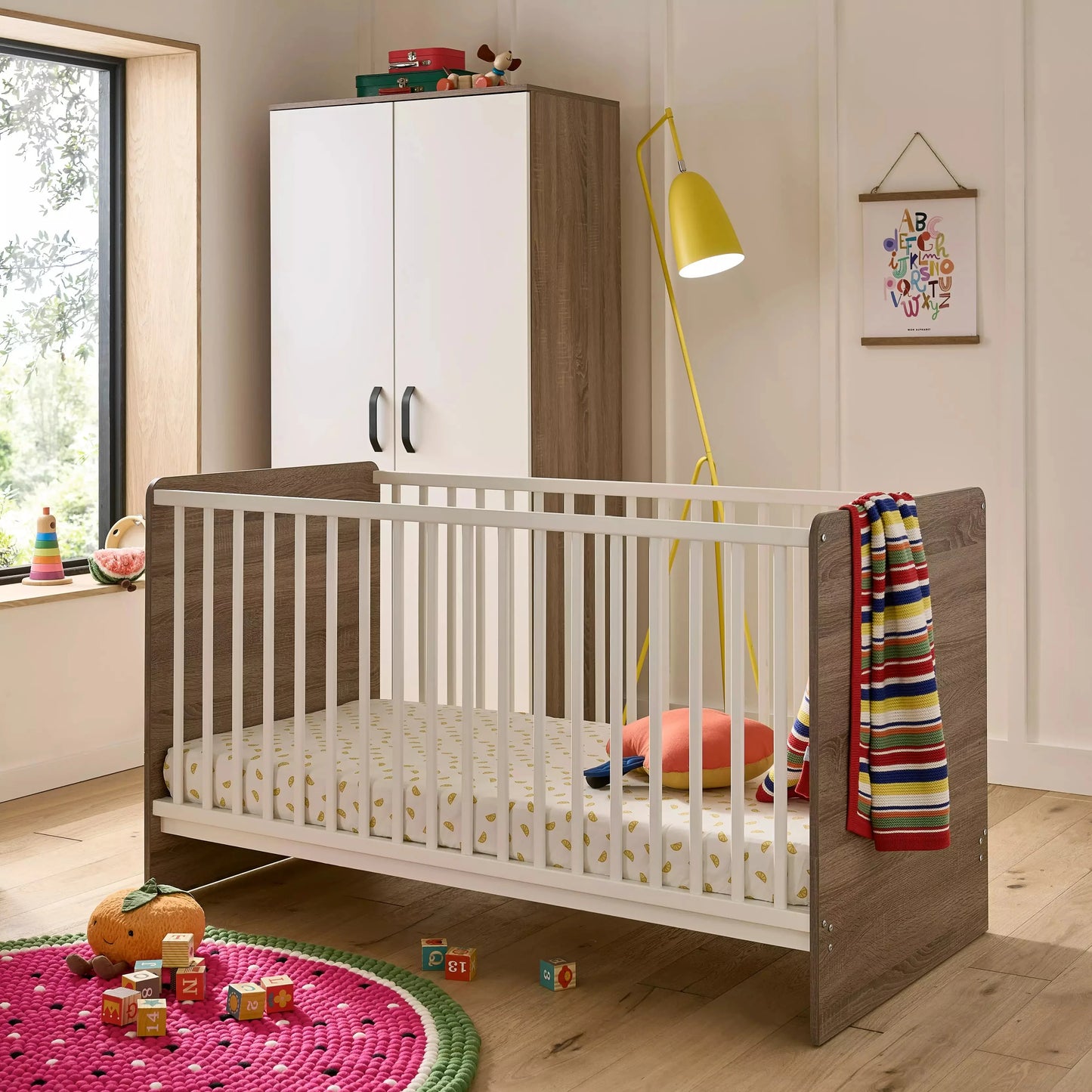 CuddleCo Enzo 2 Piece Nursery Furniture Set - Truffle Oak & White