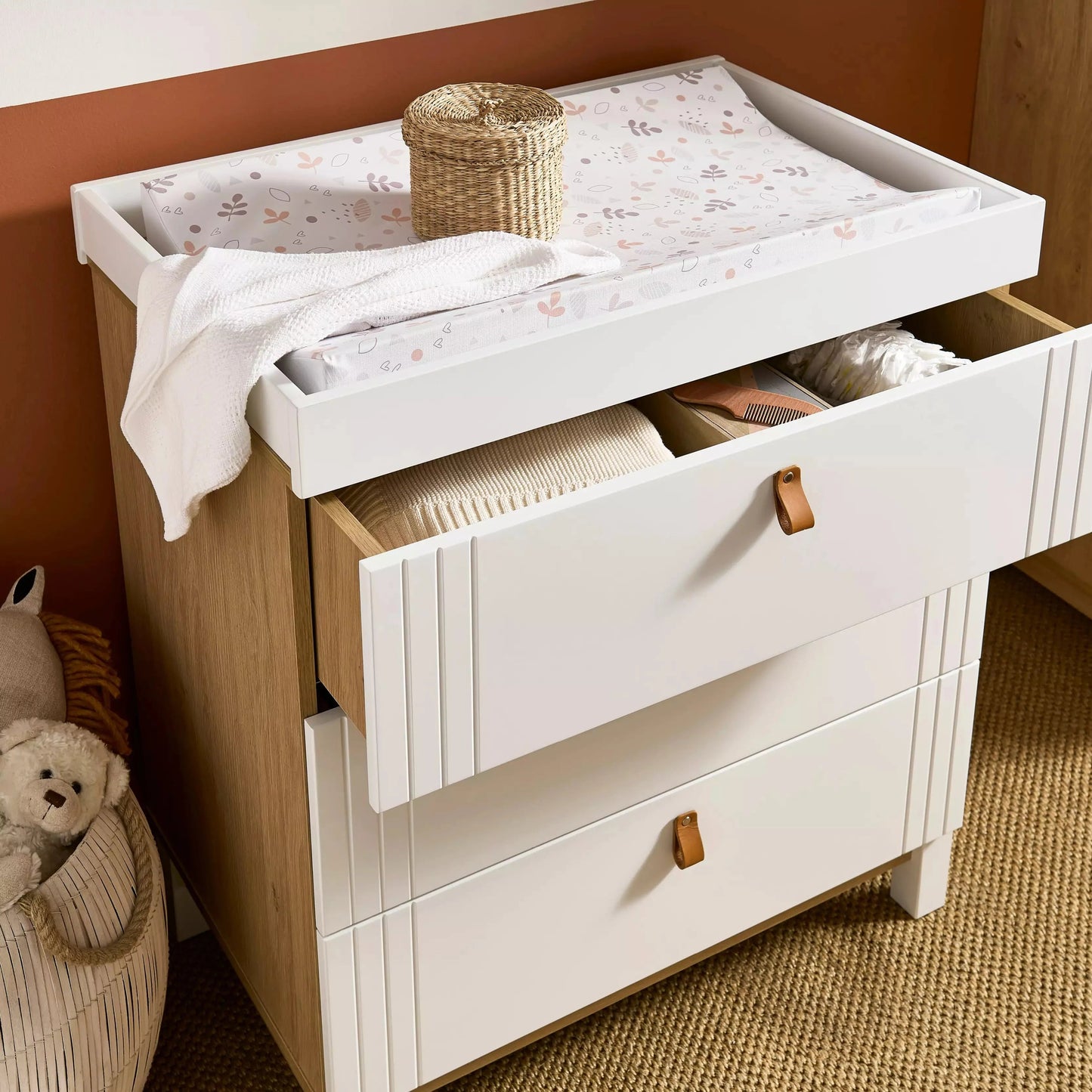 CuddleCo Rafi 2 Piece Nursery Furniture Set - Oak & White