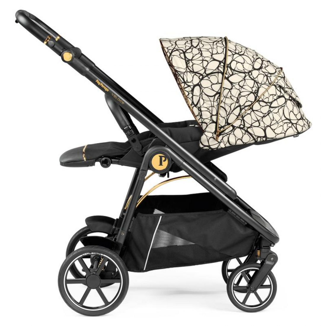 Peg Perego Veloce 3 in 1 Lounge Modular I-Size Travel System Bundle, Graphic Gold