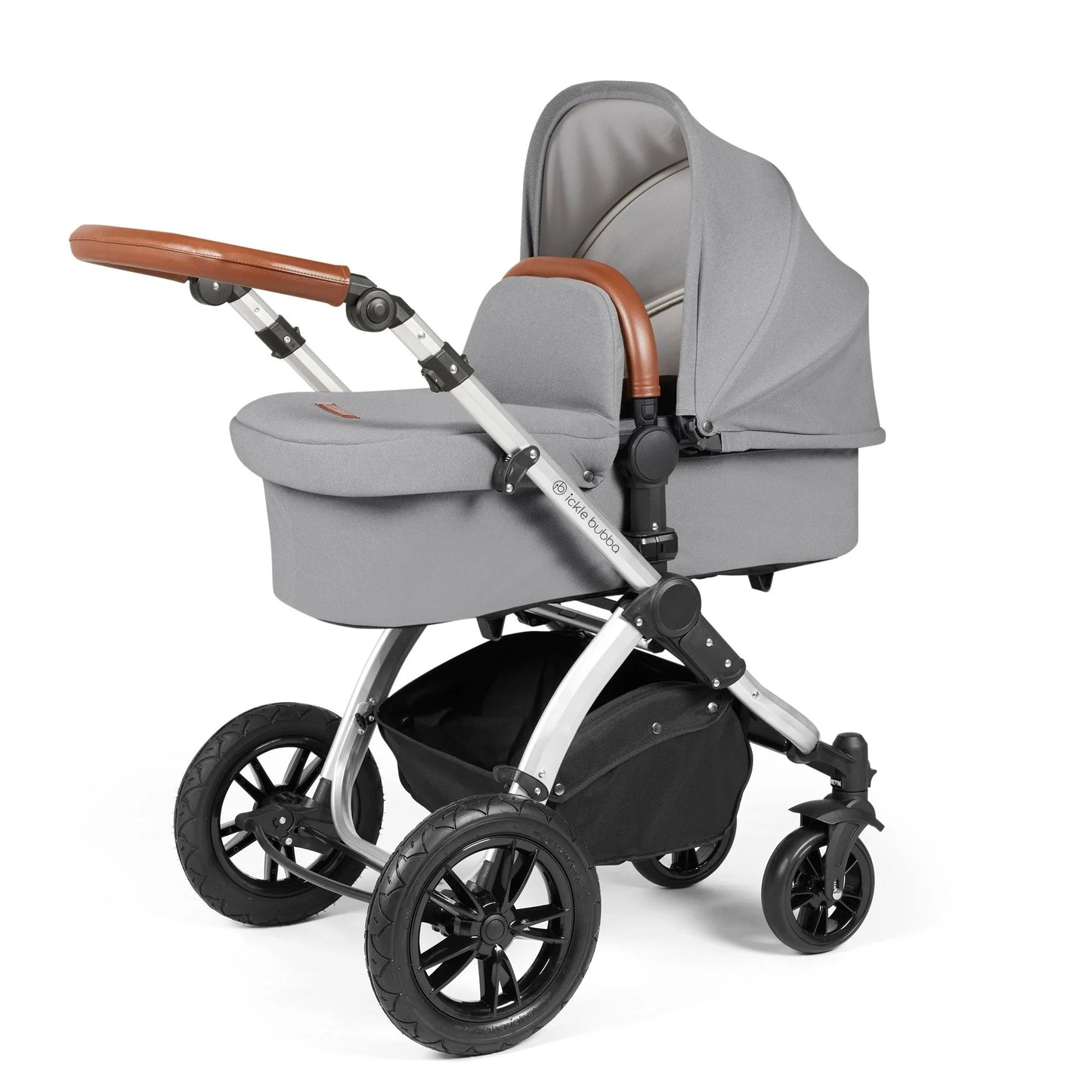 Ickle bubba Stomp Luxe All in One Premium i-Size Travel System with ISOFIX Base *Pearl Grey - Tan