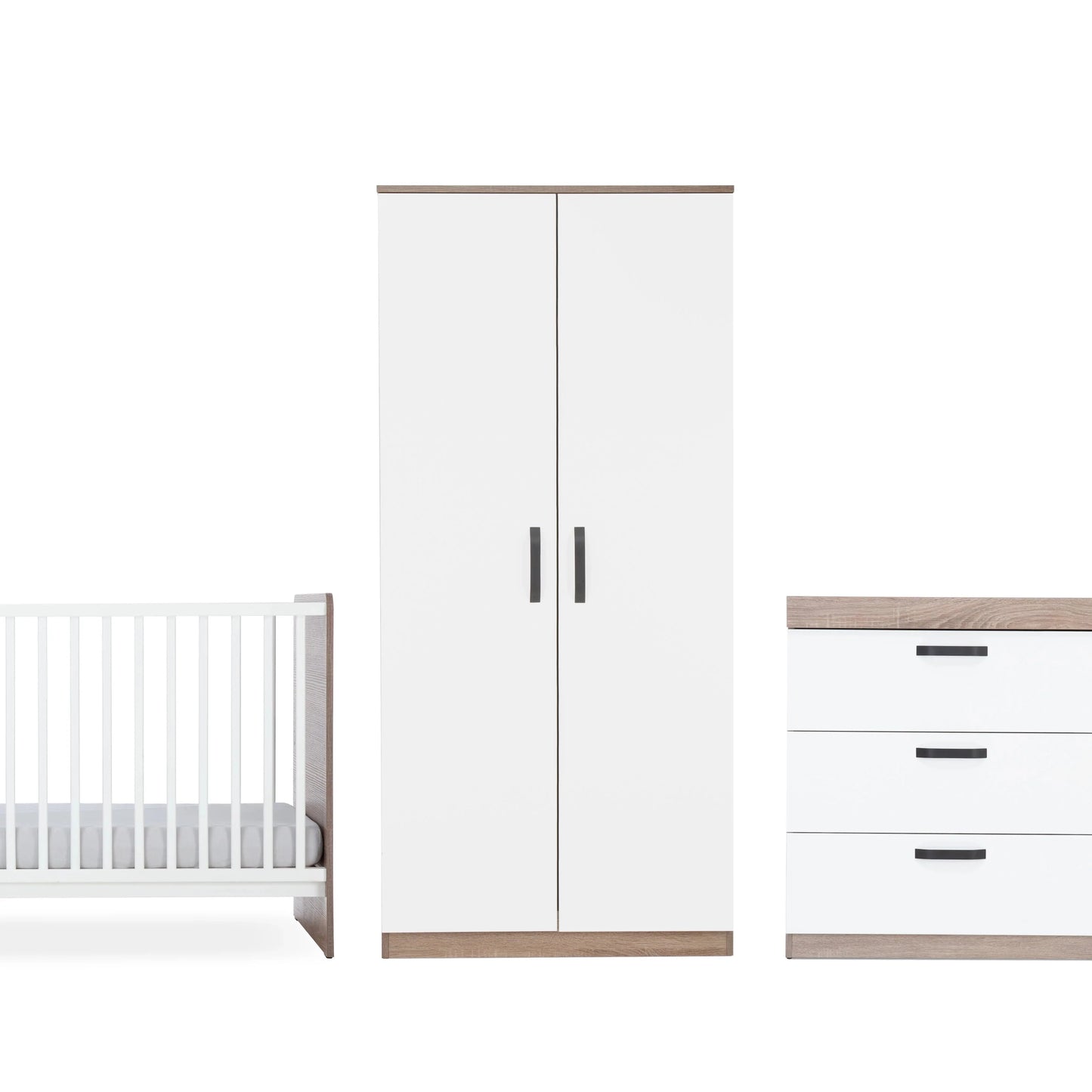 CuddleCo Enzo 3 Piece Nursery Furniture Set - Truffle Oak & White