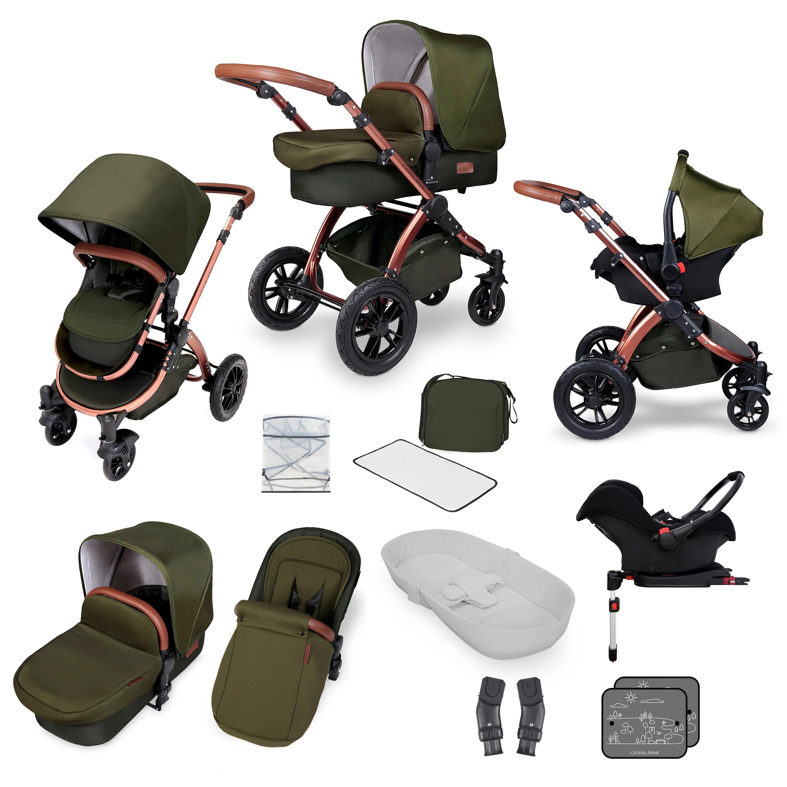 Stomp V4 All in One Travel System With galaxy car seat and Isofix Base Jolly Tots