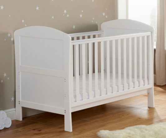 Babymore Aston drop side  Cot Bed & foam mattress- White