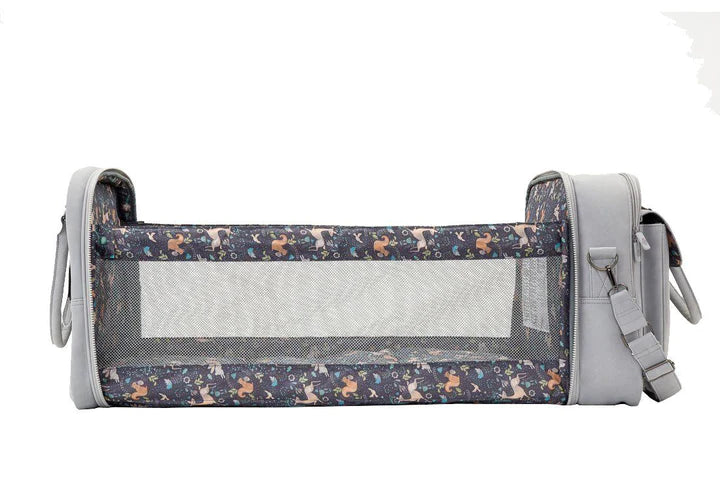 BIZZI GROWIN BABY TRAVEL CRIB CHANGING BAG - VEGAN LEATHER WHISPER GREY - POD ®
