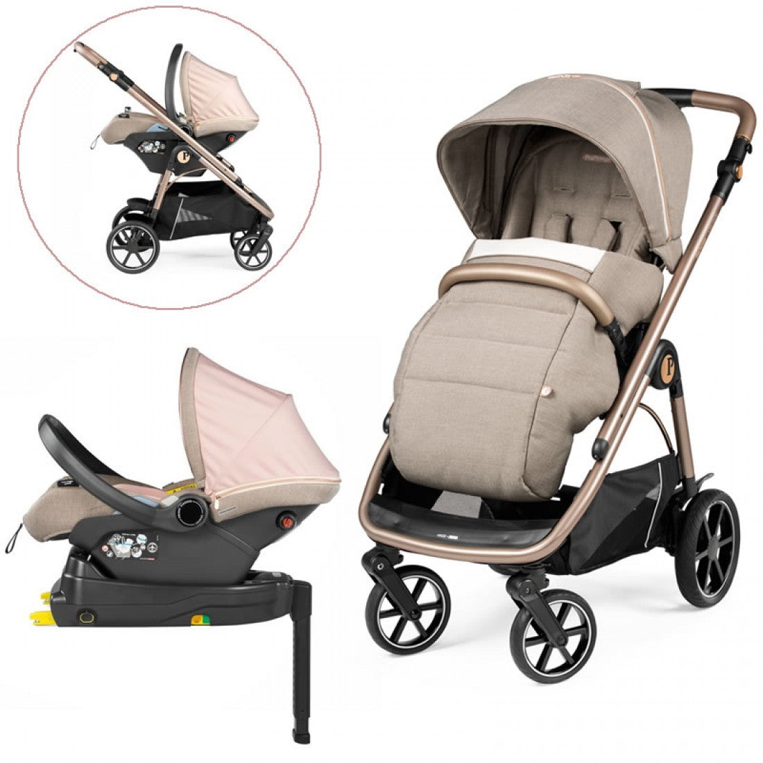 Peg Perego Veloce Lounge I-Size Travel System Bundle, Mon Amour