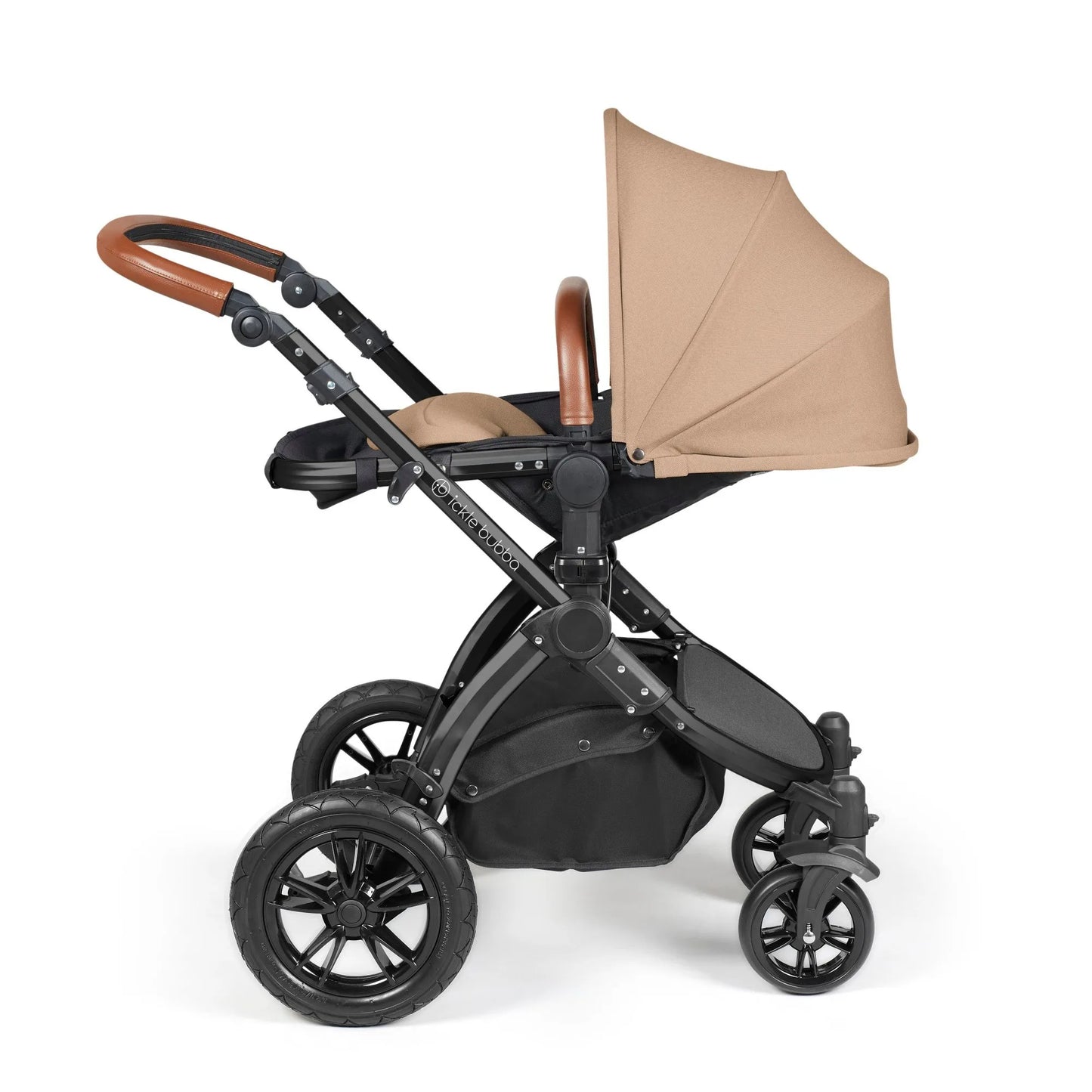 Ickle bubba Stomp Luxe All in One Premium i-Size Travel System with ISOFIX Base *Desert - Tan handle