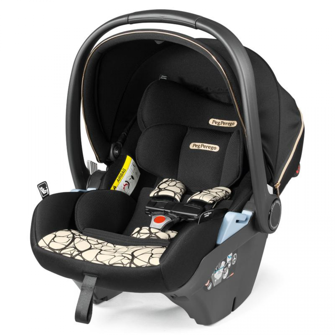 Peg Perego Veloce 3 in 1 Lounge Modular I-Size Travel System Bundle, Graphic Gold