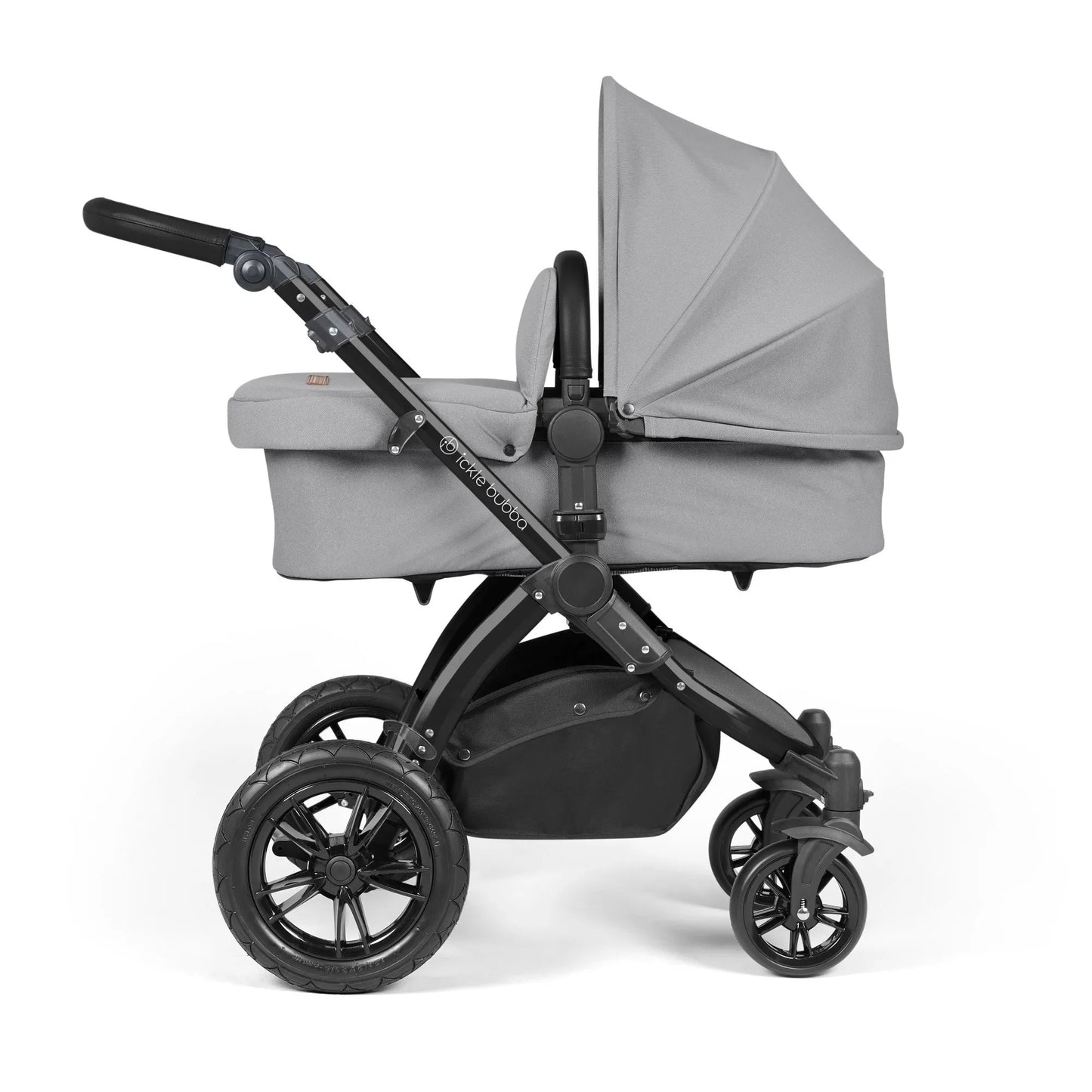 Ickle bubba Stomp Luxe All in One Premium i-Size Travel System with ISOFIX Base *Pearl Grey - Black handle