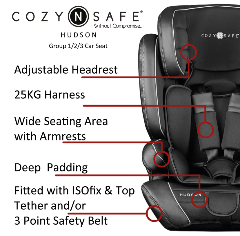 Cozy n Safe Hudson Group 1/2/3 25kg Harness Car Seat