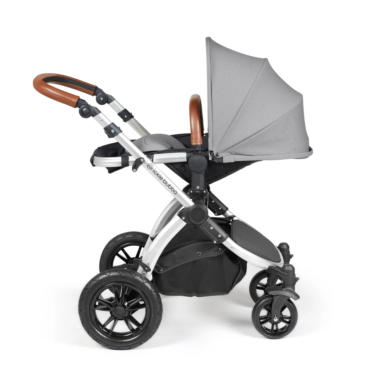 Ickle bubba Stomp Luxe All in One Premium i-Size Travel System with ISOFIX Base *Pearl Grey - Tan