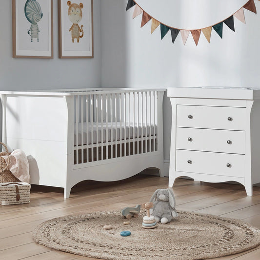 Cuddle Co Clara 2 Piece Nursery Furniture Set (Cot Bed & Dresser) - White