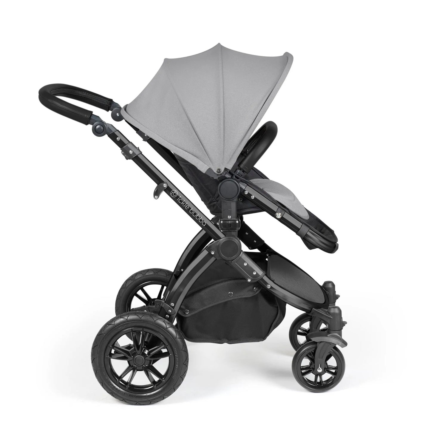 Ickle bubba Stomp Luxe All in One Premium i-Size Travel System with ISOFIX Base *Pearl Grey - Black handle