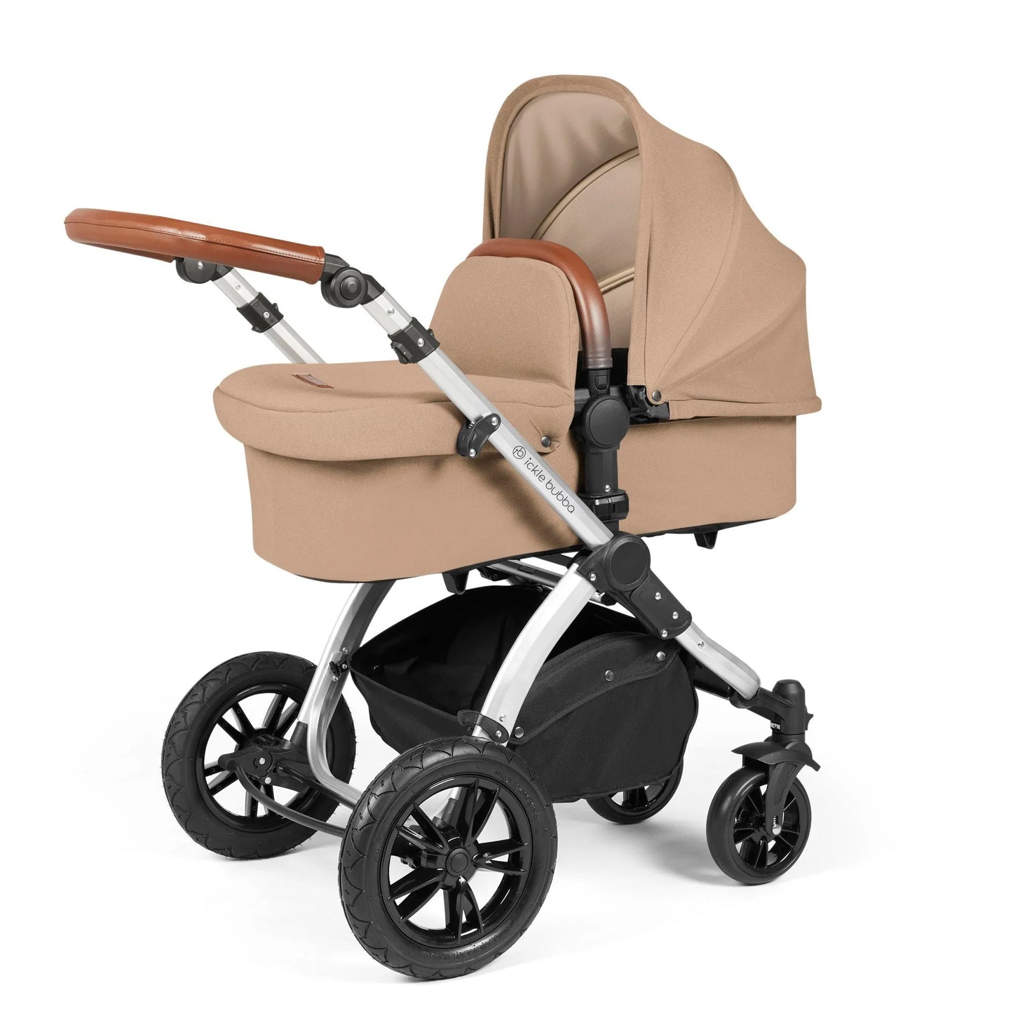 Ickle bubba Stomp Luxe All in One Premium i-Size Travel System with ISOFIX Base *Desert - Tan handle