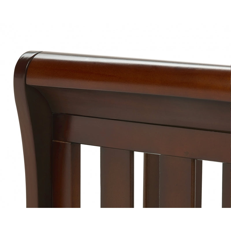 Babymore Eva Sleigh Cot Bed Drop side with Drawer & cot top changer & foam mattress -Brown